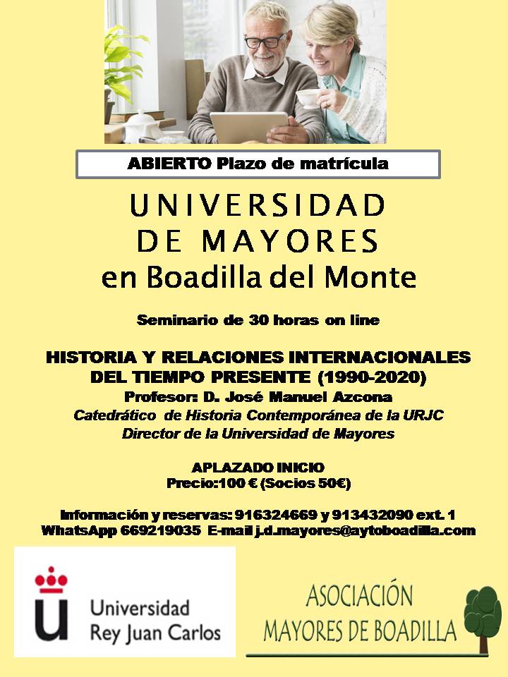 APLAZADO SEMINARIO HISTORIA Y RELACIONES INTERNACIONALES DEL TIEMPO PRESENTE (1990-2020)